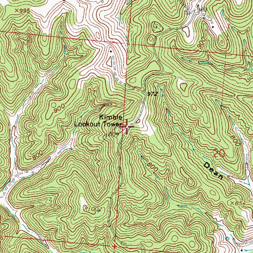 Topographic Map of Kimble Lookout Tower, OH