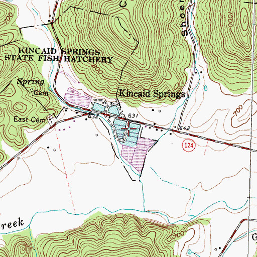 Topographic Map of Kincaid Springs State Fish Hatchery, OH