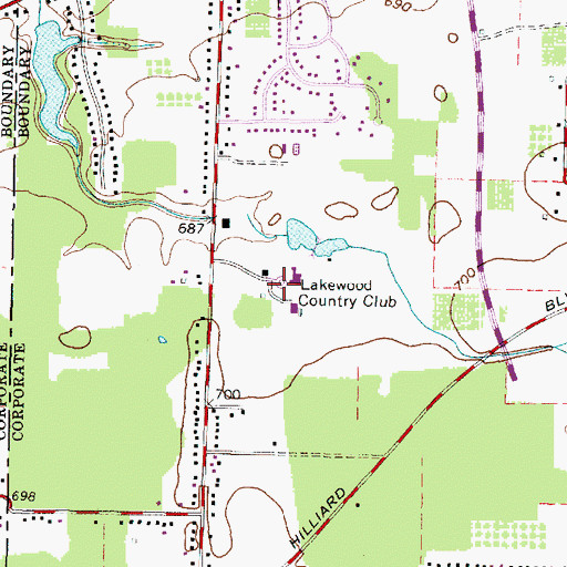 Topographic Map of Lakewood Country Club, OH