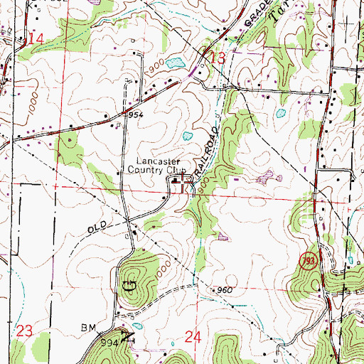 Topographic Map of Lancaster Country Club, OH