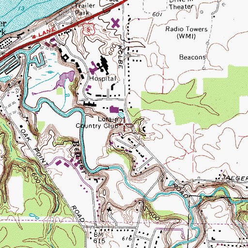 Topographic Map of Lorain Country Club, OH