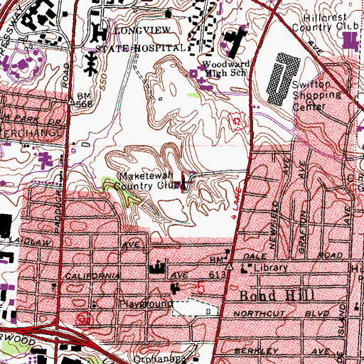 Topographic Map of Maketewah Country Club, OH