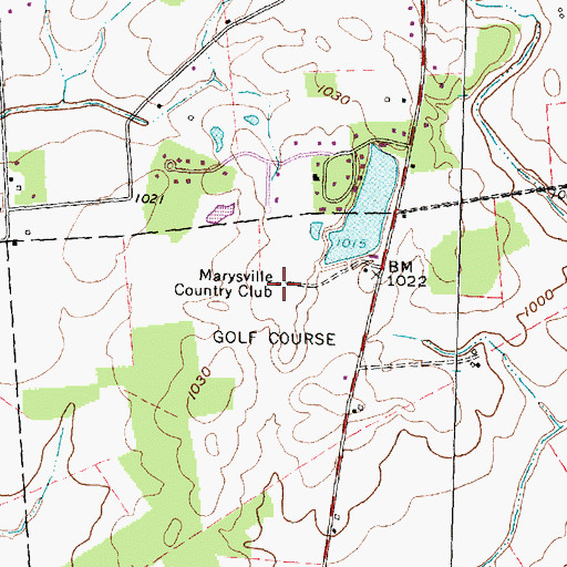 Topographic Map of Marysville Country Club, OH