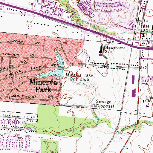 Topographic Map of Minerva Lake Golf Club, OH