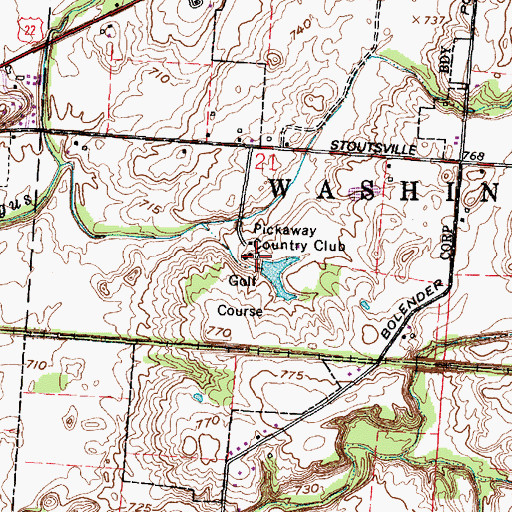 Topographic Map of Pickaway Country Club, OH