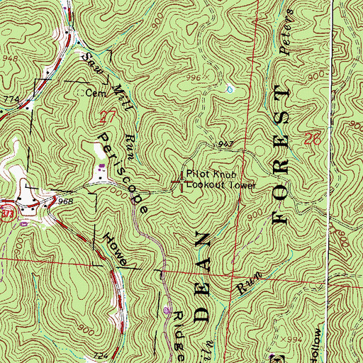 Topographic Map of Pilot Knob Lookout Tower, OH