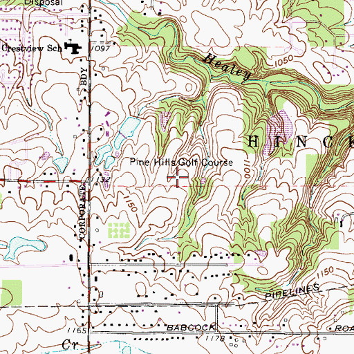 Topographic Map of Pine Hills Golf Course, OH