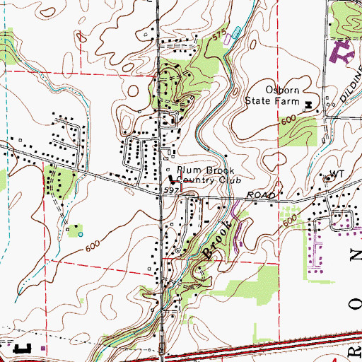 Topographic Map of Plum Brook Country Club, OH