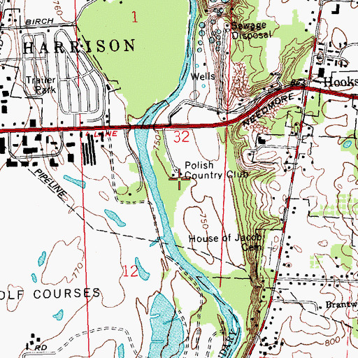 Topographic Map of Polish Country Club, OH