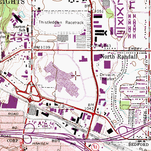 Topographic Map of Randall Racetrack, OH