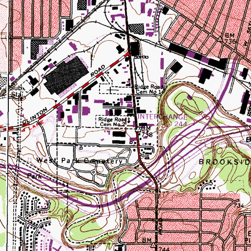 Topographic Map of Ridge Road Cemetery Number 2, OH