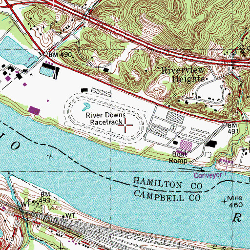 Topographic Map of River Downs Racetrack, OH