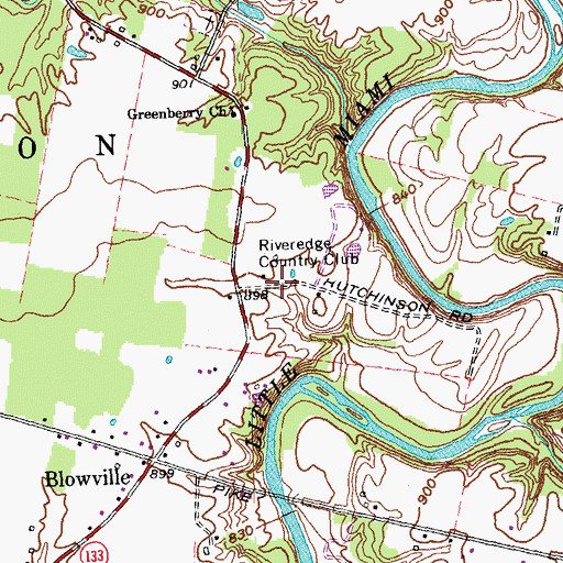 Topographic Map of Riveredge Country Club, OH