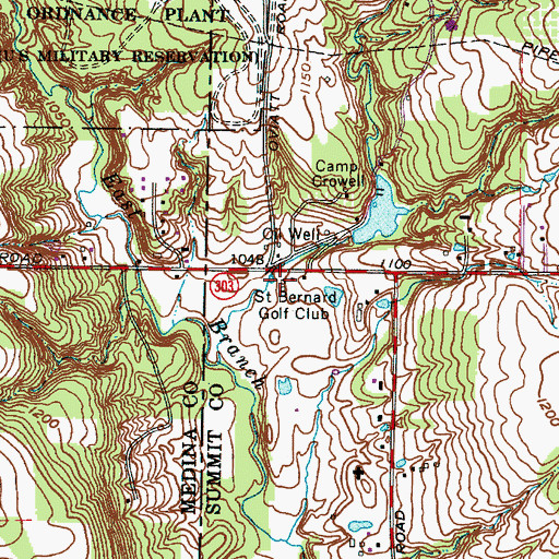 Topographic Map of Saint Bernard Golf Club, OH