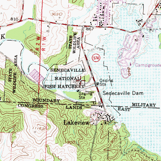 Topographic Map of Senecaville National Fish Hatchery, OH