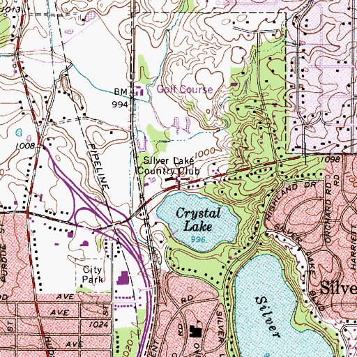 Topographic Map of Silver Lake Country Club, OH