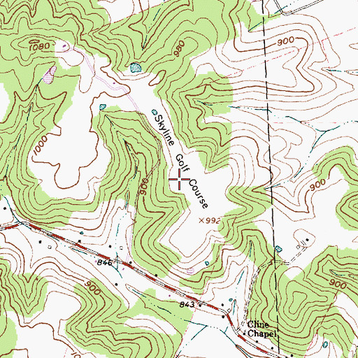 Topographic Map of Skyline Golf Course, OH