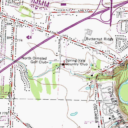 Topographic Map of Spring Vale Country Club, OH