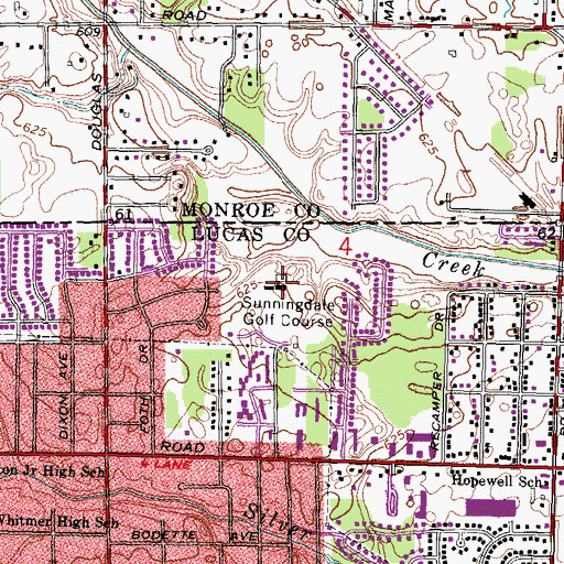Topographic Map of Sunningdale Golf Course, OH