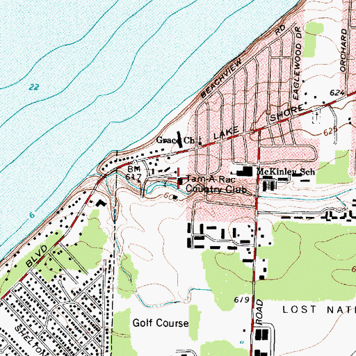 Topographic Map of Tam-A-Roc Country Club, OH