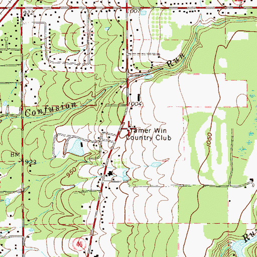 Topographic Map of Tamer Win Country Club, OH