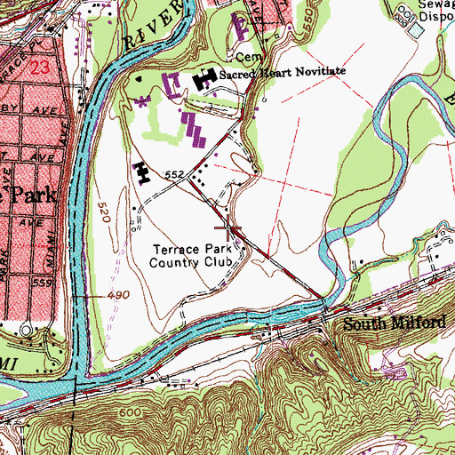Topographic Map of Terrace Park Country Club, OH