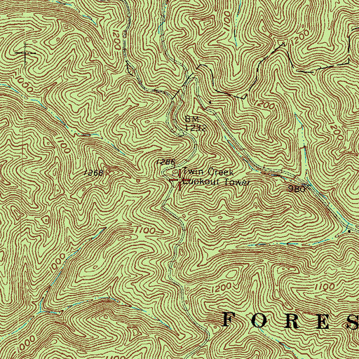 Topographic Map of Twin Creek Lookout Tower, OH