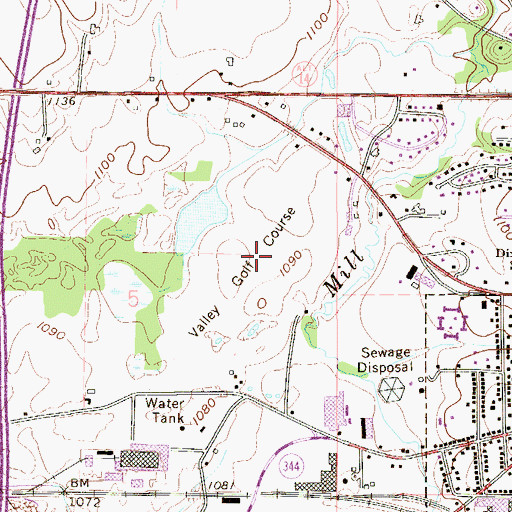 Topographic Map of Valley Golf Course, OH
