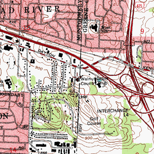 Topographic Map of Walnut Grove Country Club, OH