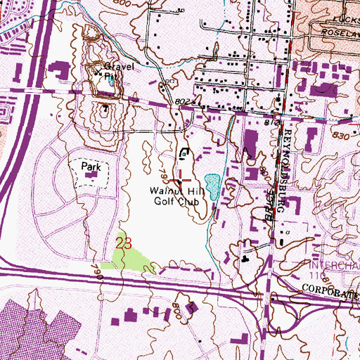 Topographic Map of Walnut Hill Golf Club, OH