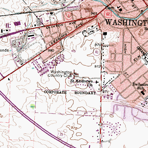 Topographic Map of Washington Country Club, OH