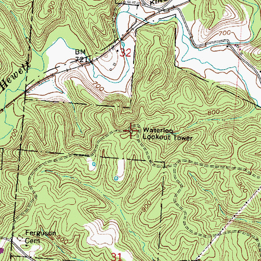 Topographic Map of Waterloo Lookout Tower, OH