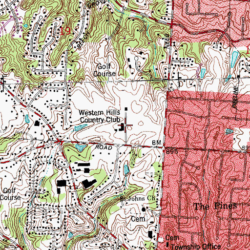 Topographic Map of Western Hills Country Club, OH