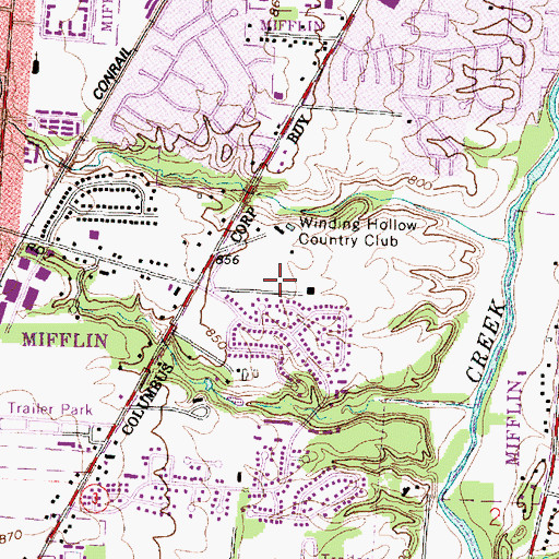 Topographic Map of Winding Hollow Country Club, OH
