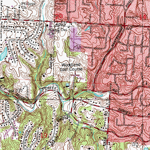 Topographic Map of Woodland Golf Course, OH