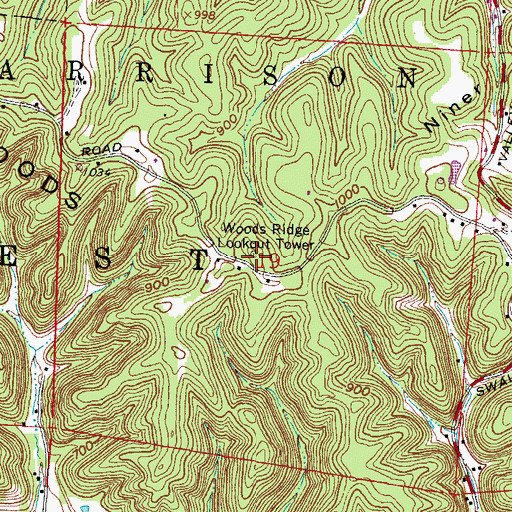 Topographic Map of Woods Ridge Lookout Tower, OH