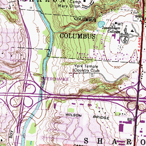 Topographic Map of York Temple Country Club, OH