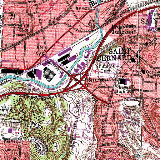 Topographic Map of Interchange 6, OH