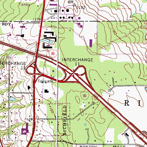 Topographic Map of Interchange 11, OH