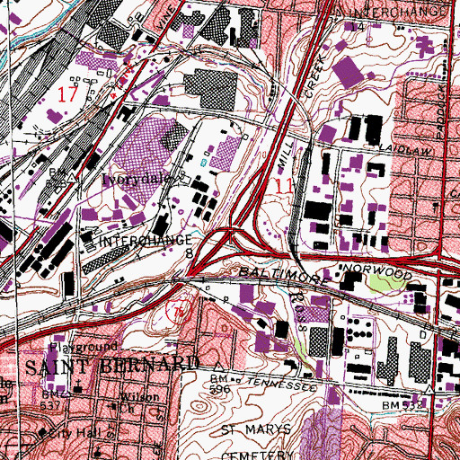 Topographic Map of Interchange 8, OH