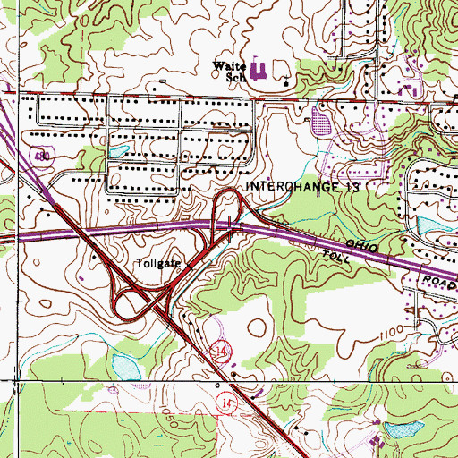 Topographic Map of Interchange 13, OH