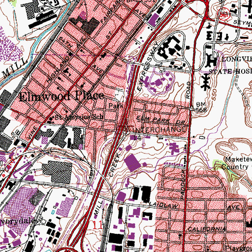 Topographic Map of Interchange 14, OH