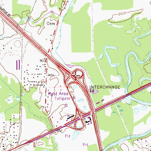 Topographic Map of Interchange 14, OH