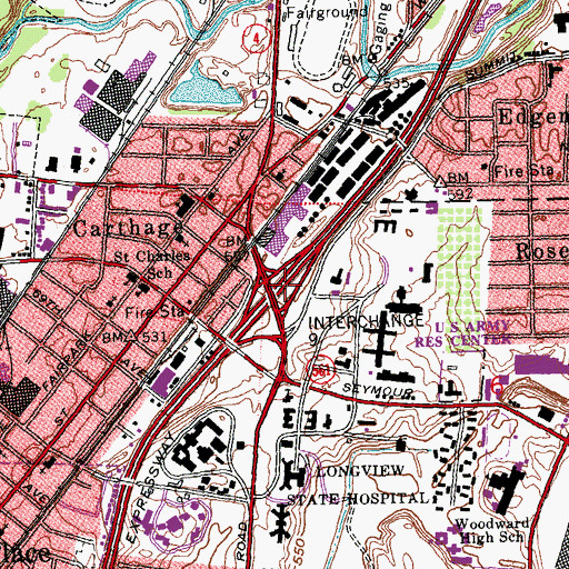 Topographic Map of Interchange 9, OH