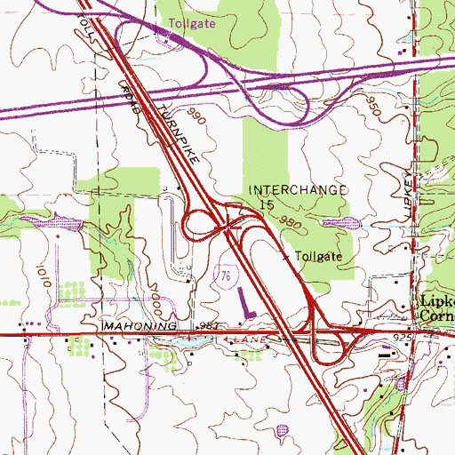 Topographic Map of Interchange 15, OH