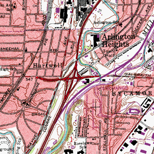 Topographic Map of Interchange 10, OH