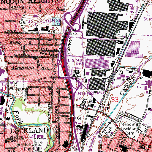 Topographic Map of Interchange 12, OH