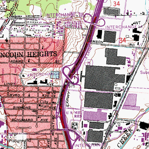 Topographic Map of Interchange 13, OH