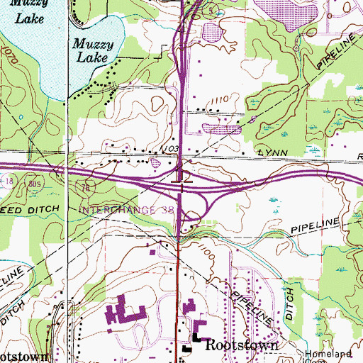 Topographic Map of Interchange 38, OH
