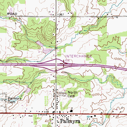 Topographic Map of Interchange 48, OH